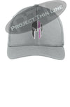 Light Grey  Thin PINK Line Spartan inlayed with the American Flag Flex Fit Fitted Hat