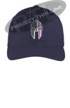Navy Thin PINK Line Spartan inlayed with the American Flag Flex Fit Fitted TRUCKER Hat