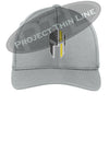 Light Grey Thin YELLOW Line Spartan inlayed with the American Flag Flex Fit Fitted Hat