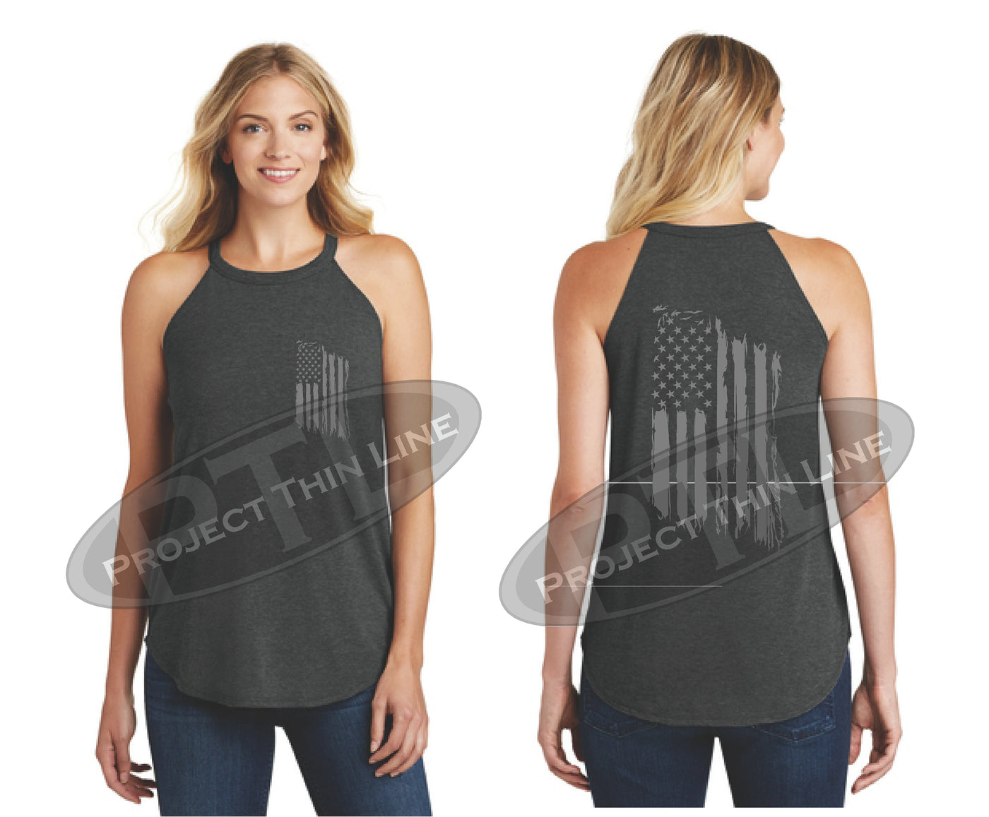 Tattered Tactical - Subdued American Flag Rocker Tank Top