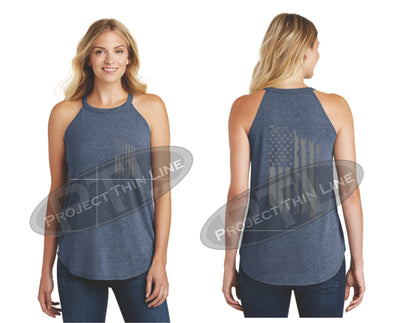 NAVY Tattered Tactical - Subdued American Flag Rocker Tank Top