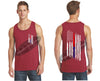 Thin BLUE / Red Line Tattered American Flag Tank Top