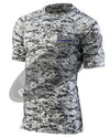 Digital Camo Embroidered Thin Blue Line American Flag Short Sleeve Compression Shirt