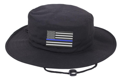 Embroidered Thin Blue Line American Flag Boonie Adjustable Hat