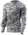 Digital Camo Embroidered Thin Blue Line American Flag Long Sleeve Compression Shirt