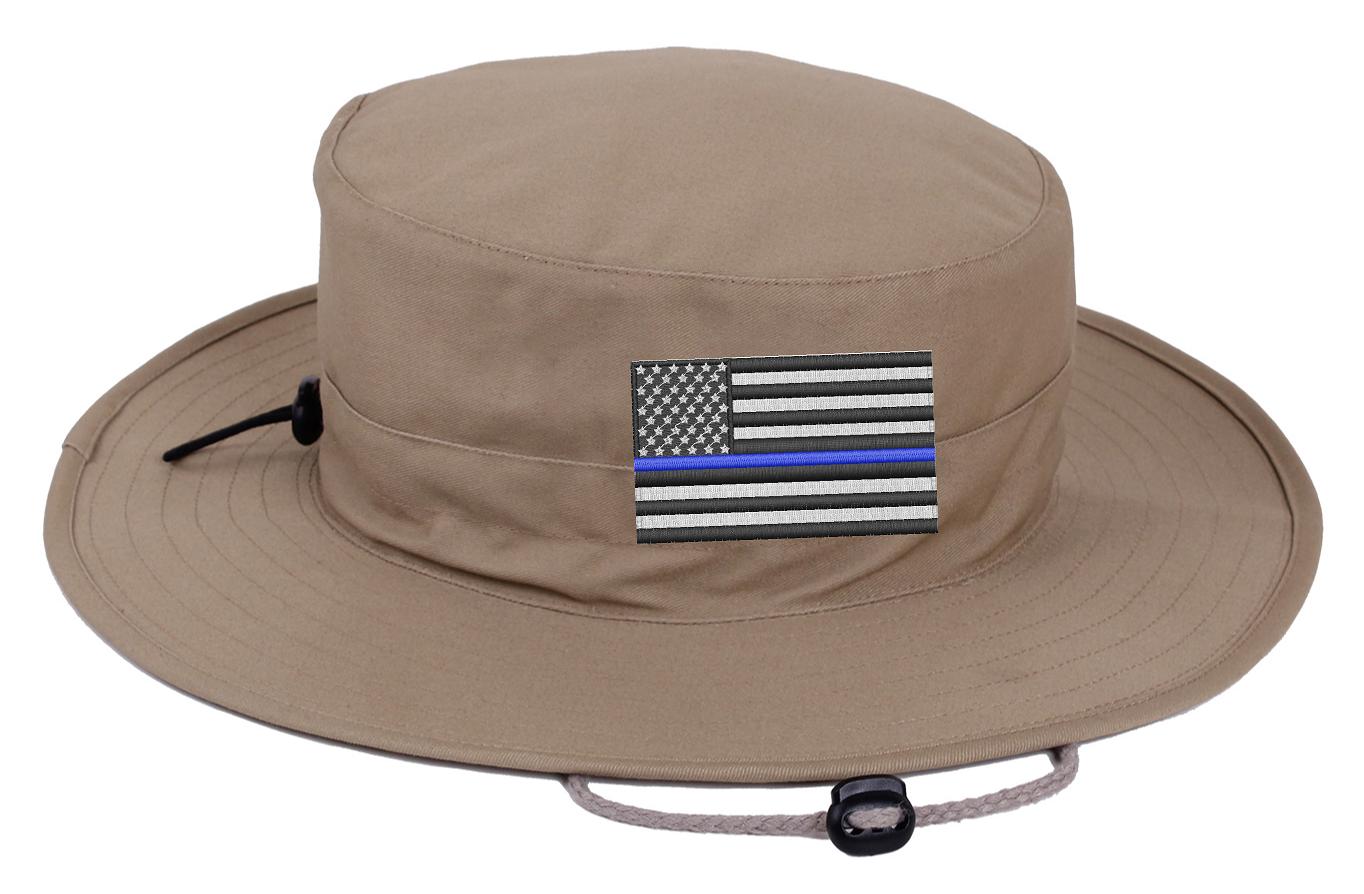 Embroidered Thin Blue Line American Flag Boonie Adjustable Hat
