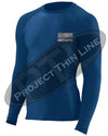 Embroidered Thin Blue Line American Flag Long Sleeve Compression Shirt