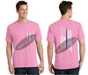 Pink Thin BLUE Line Tattered American Flag Short Sleeve Shirt