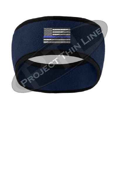 Thin Blue Line American Flag 2 Color Fleece Headband