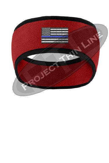 Thin Blue Line American Flag 2 Color Fleece Headband