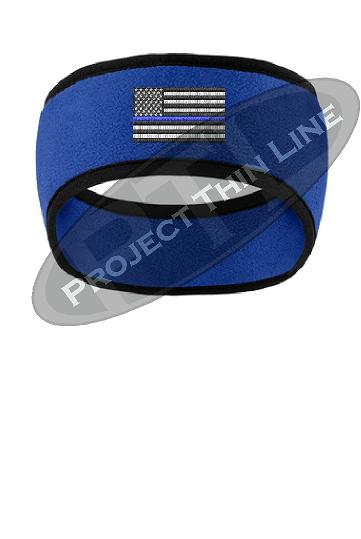 Thin Blue Line American Flag 2 Color Fleece Headband
