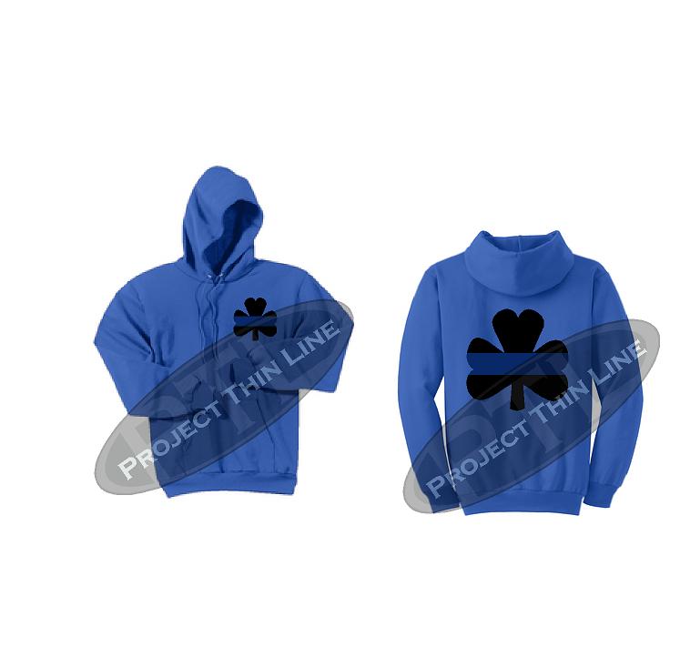 Thin BLUE Line Shamrock Clover Hooded Sweatshirt