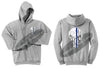Ash Grey Hoodie BLACK Hoodie with Thin Blue Line Punisher Skull inlayed Tattered American Flag