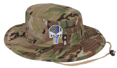 Jungle Camouflage Subdued Thin Blue Line Punisher Boonie Hat