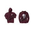 Maroon Thin BLUE Line Punisher Skull inlayed with the Tattered American Flag Hooded Sweatshirt