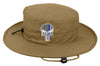 Tan Boonie Hat with a Subdued Thin Blue Line Punisher
