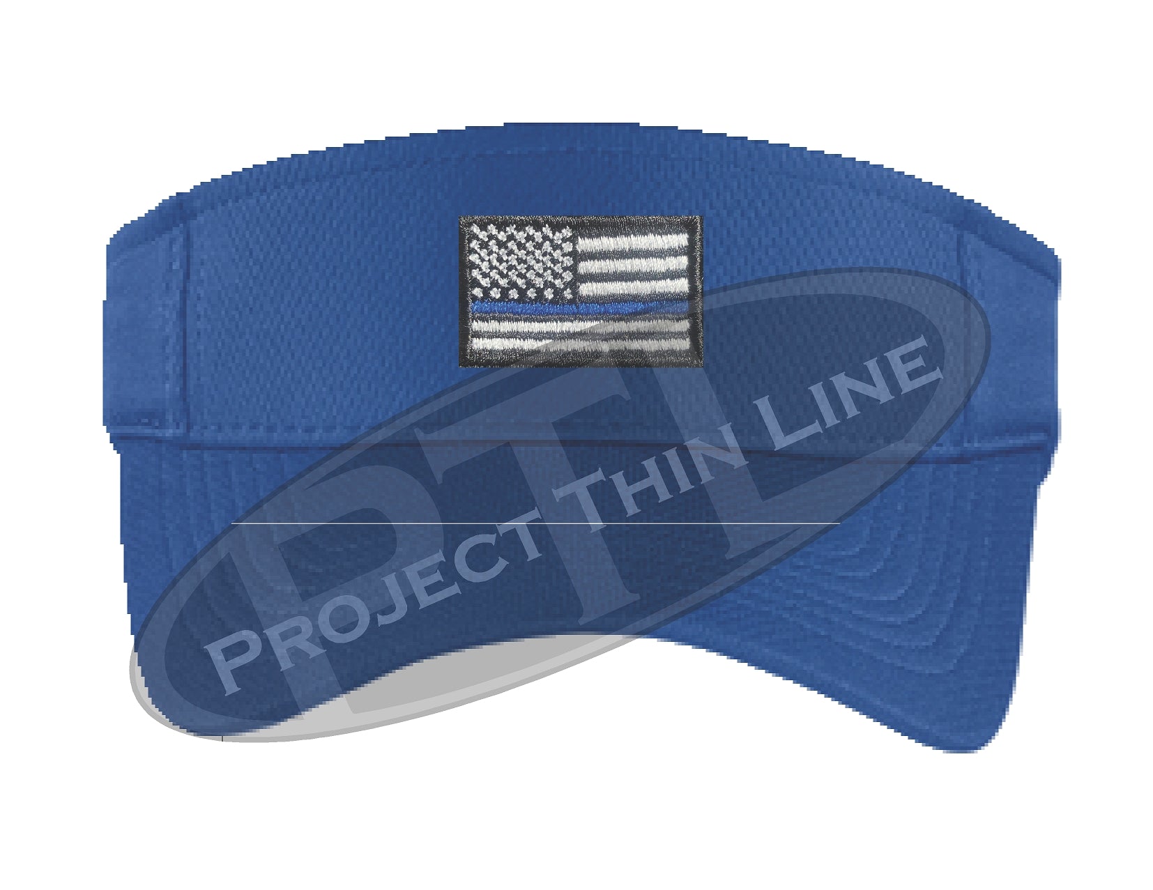 Blue Embroidered Thin Blue Line American Flag Visor