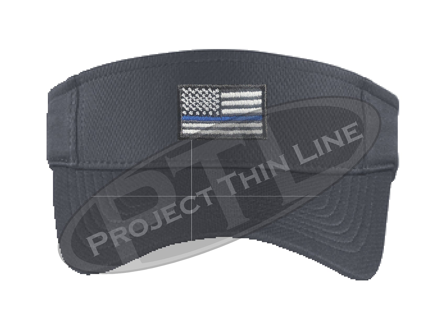 Grey Embroidered Thin Blue Line American Flag Visor