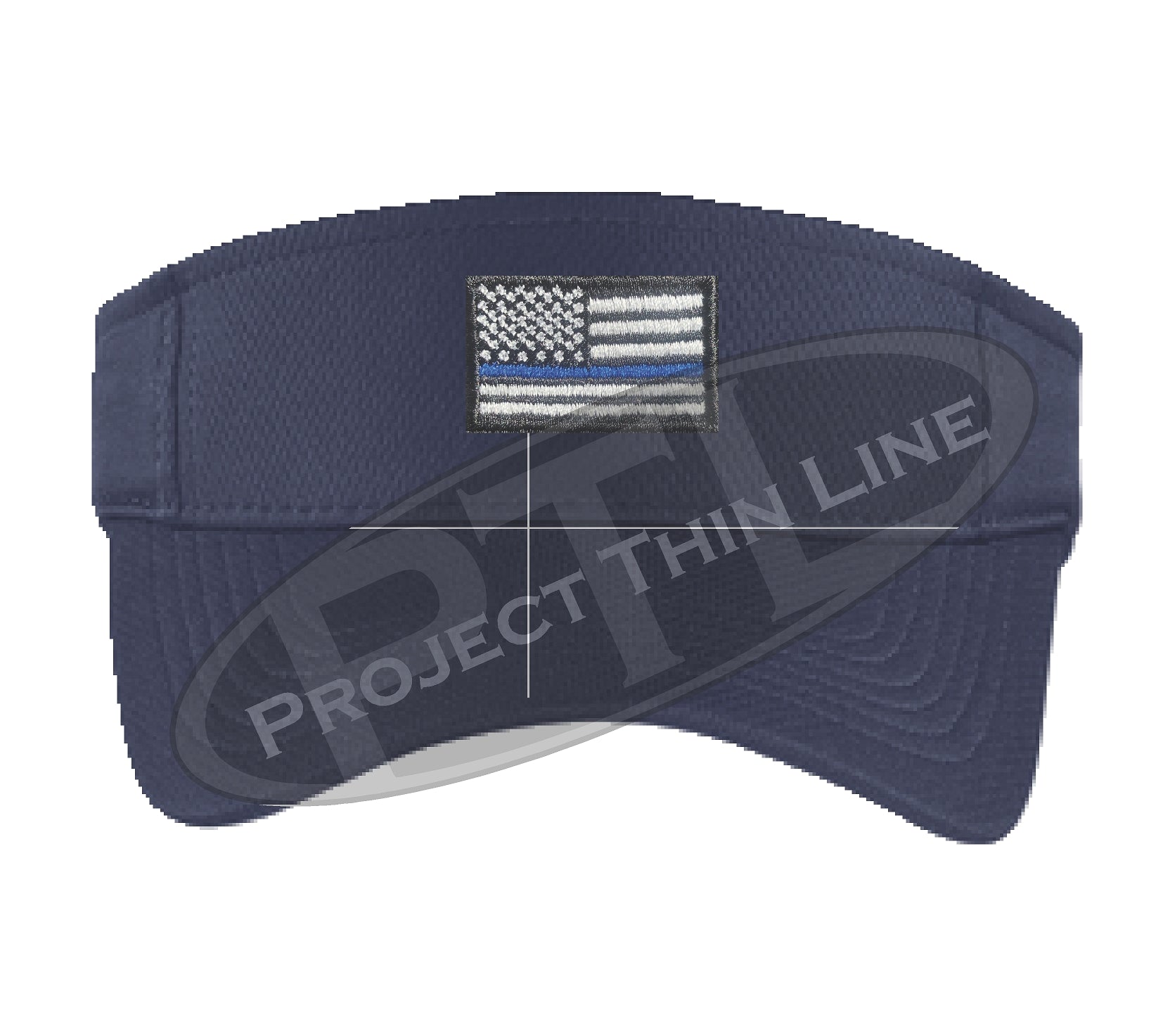 Navy Blue Embroidered Thin Blue Line American Flag Visor