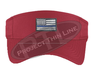 RED Embroidered Thin Blue Line American Flag Visor
