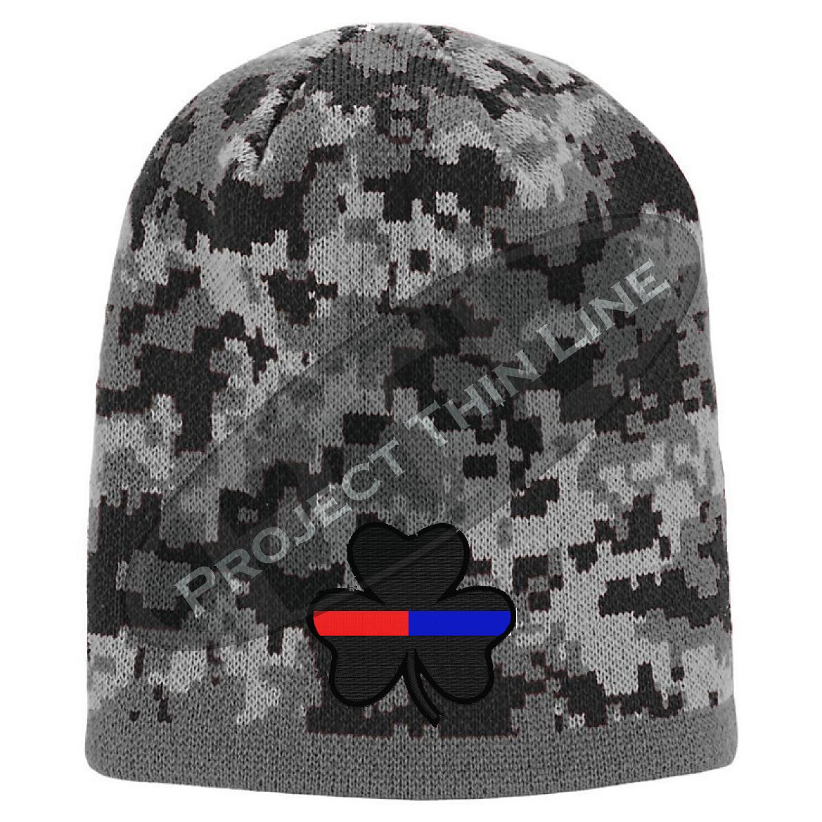 Thin Blue and Red Line Shamrock Skull Cap