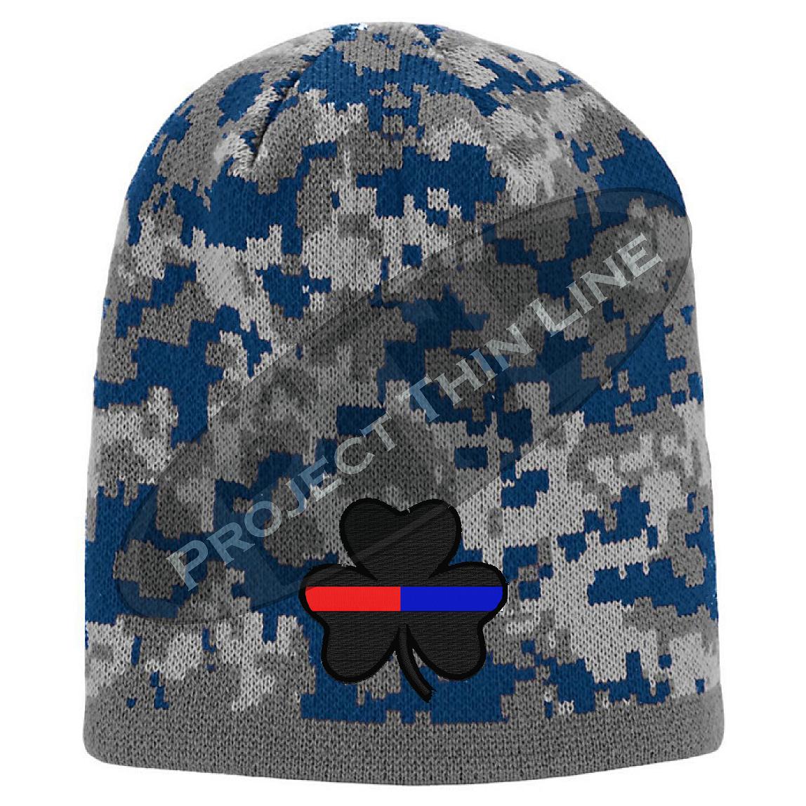 Thin Blue and Red Line Shamrock Skull Cap