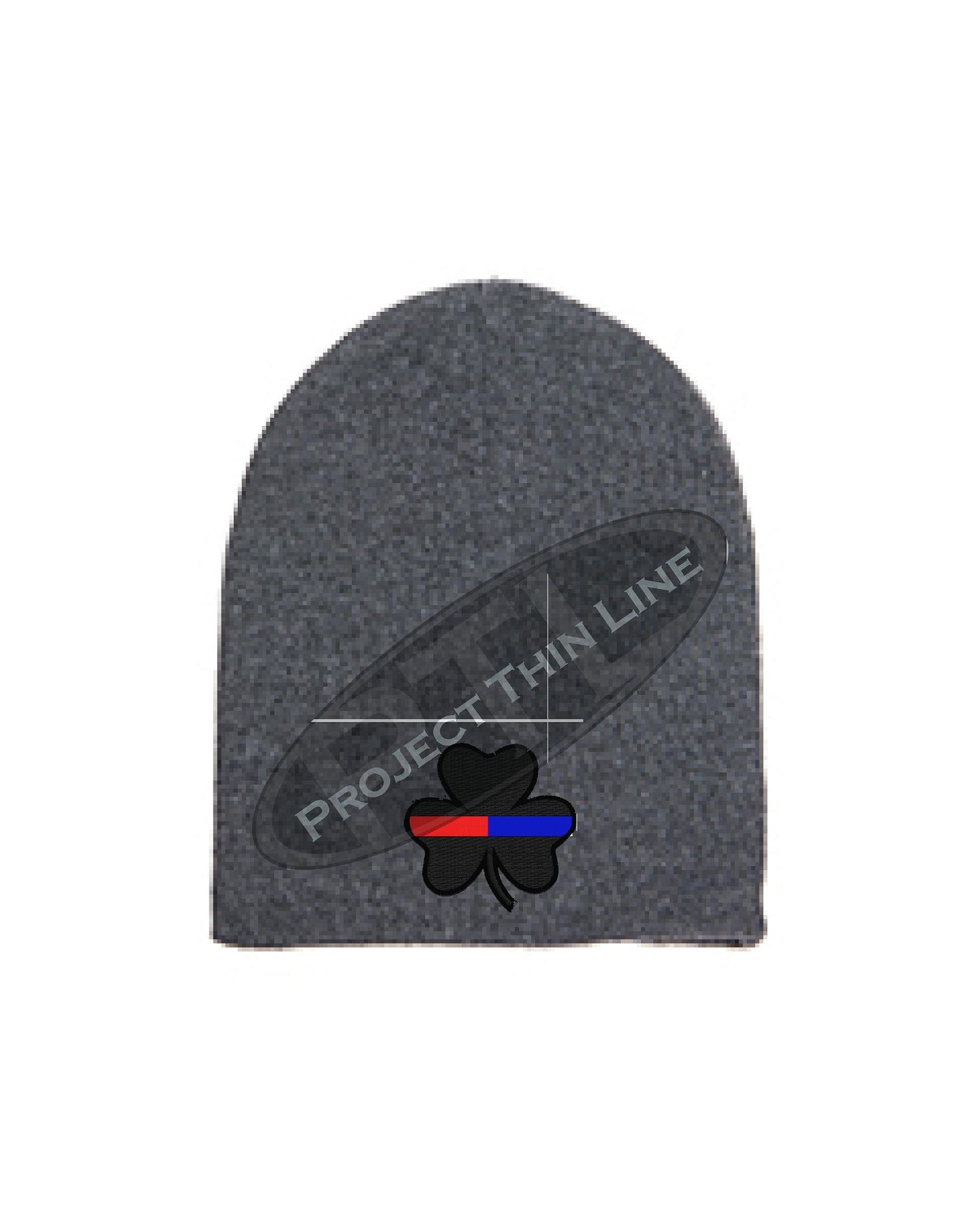 Thin Blue and Red Line Shamrock Skull Cap