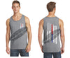 Grey Thin BLUE / Red Line Tattered American Flag Tank Top