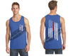 Royal Thin BLUE / Red Line Tattered American Flag Tank Top