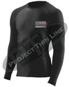 Black Embroidered Thin Blue / RED Line American Flag Long Sleeve Compression Shirt