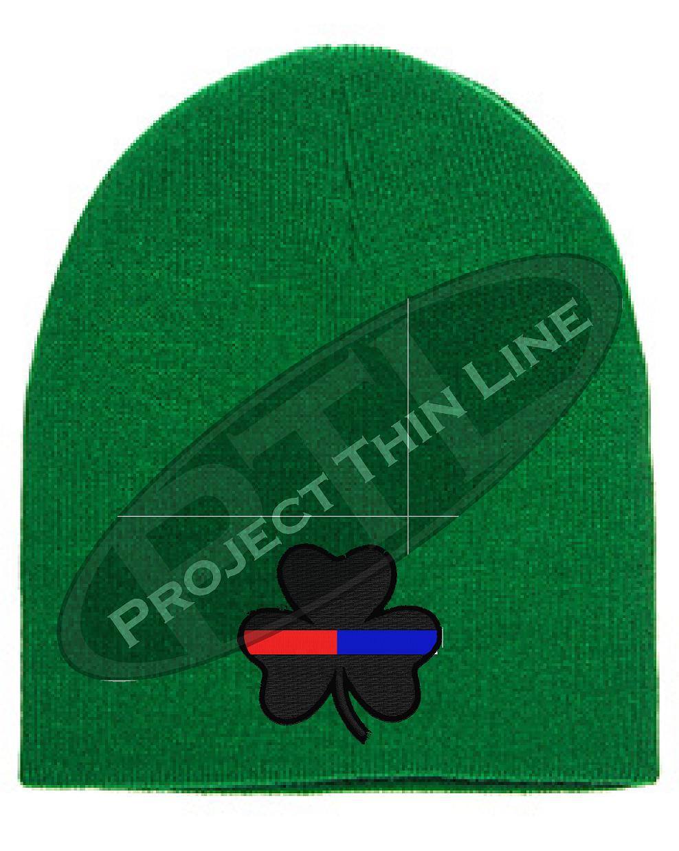 Thin Blue and Red Line Shamrock Skull Cap