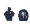 Navy Blue Hoodie with Blue / Red Line Punisher Skull