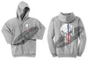 Womens ASH GREY Hoodie with Blue / Red Line Punisher Skull