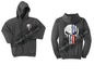 Charcoal Hoodie with Blue / Red Line Punisher Skull