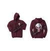 Maroon Hoodie with Blue / Red Line Punisher Skull