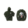 Womens OD Green Hoodie with Blue / Red Line Punisher Skull