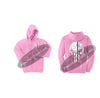 Womens Pink Hoodie with Blue / Red Line Punisher Skull
