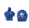 Womens ROYAL Hoodie with Blue / Red Line Punisher Skull