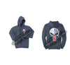 Steel Blue Hoodie with Blue / Red Line Punisher Skull
