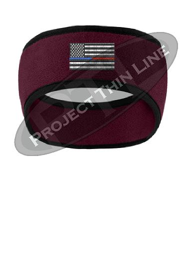 Thin Blue / Red Line American Flag 2 Tone Color Fleece Headband