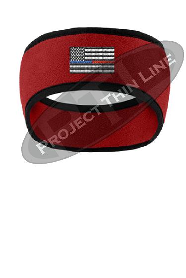 Thin Blue / Red Line American Flag 2 Tone Color Fleece Headband