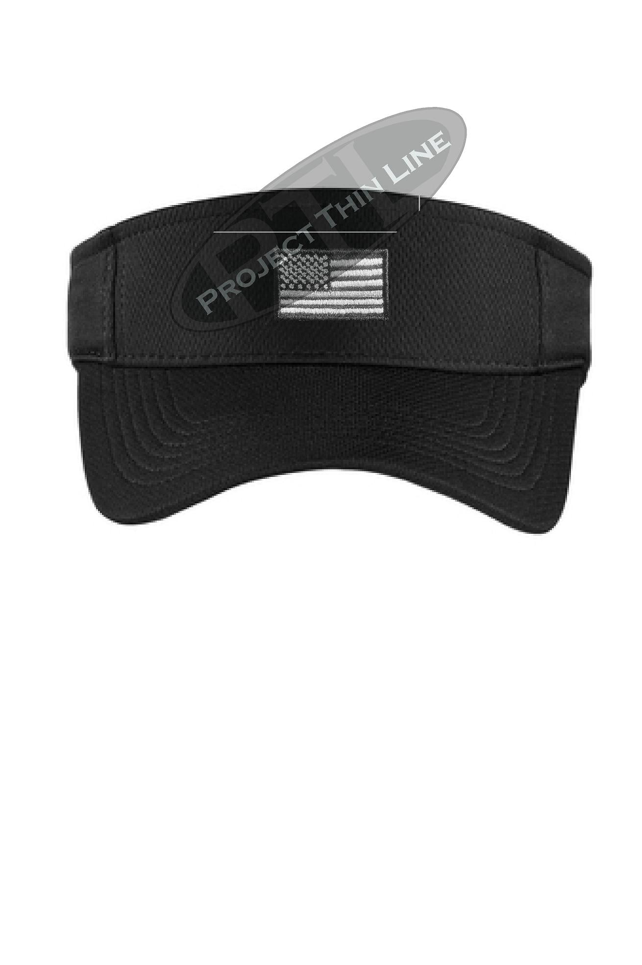 Black Embroidered Tactical Line Subdued American Flag Visor