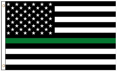 3' x 5' Poly USA Thin GREEN Line American Flag