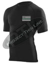 Black Embroidered Thin GREEN Line American Flag Short Sleeve Compression Shirt