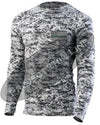 Digital Camo Embroidered Thin GREEN Line American Flag Long Sleeve Compression Shirt