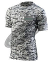 Digital Camo Embroidered Thin GREEN Line American Flag Short Sleeve Compression Shirt