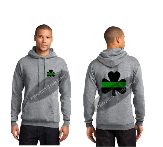 Thin GREEN Line Shamrock Clover Hooded Sweatshirt