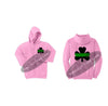 Pink Thin GREEN Line Shamrock Clover Hooded Sweatshirt