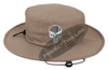 Khaki Boonie Hat with embroidered Subdued Thin GREEN Line Punisher