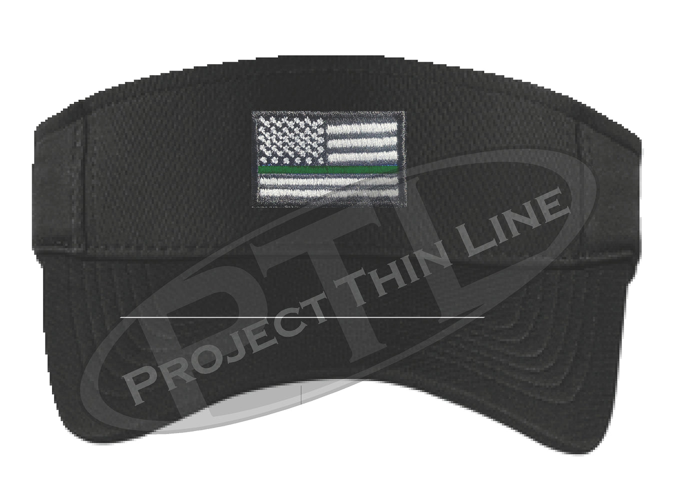 Embroidered Thin Green Line American Flag Visor